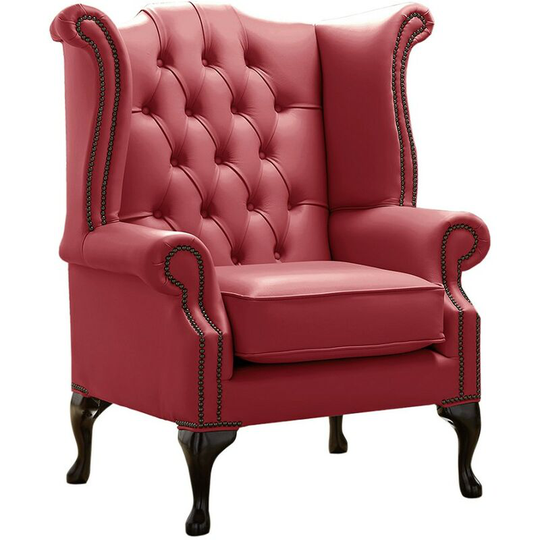 Chesterfield Queen Anne High Back Wing Chair Shelly West Leather