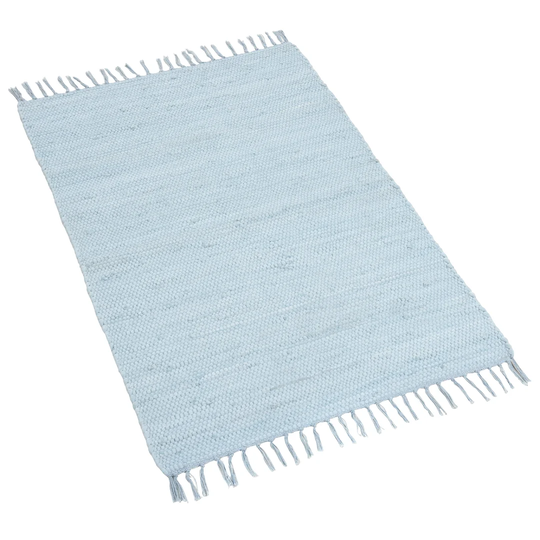 Happy Handwoven Cotton Light Blue Rug