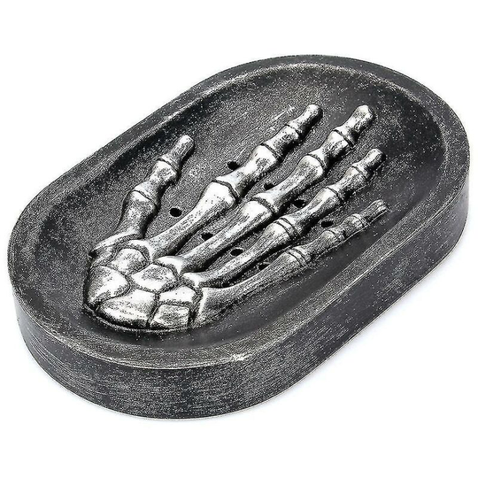 Skull Hand Soap Box Resin Sculpture Art Home Kitchen Drain Soap Holder(black-1pcs)