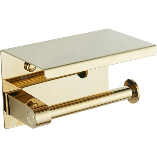 Toilet roll holder gold 304 stainless steel toilet roll holder with shelf Wall-mounted toilet roll holder for the bathroom