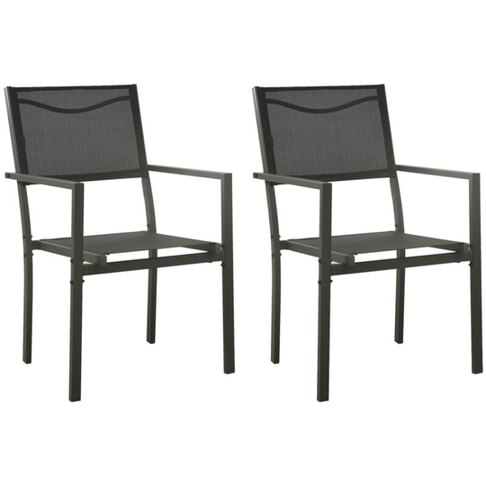 Garden Chairs 2 pcs Textilene and Steel Black and Anthracite Vidaxl Black