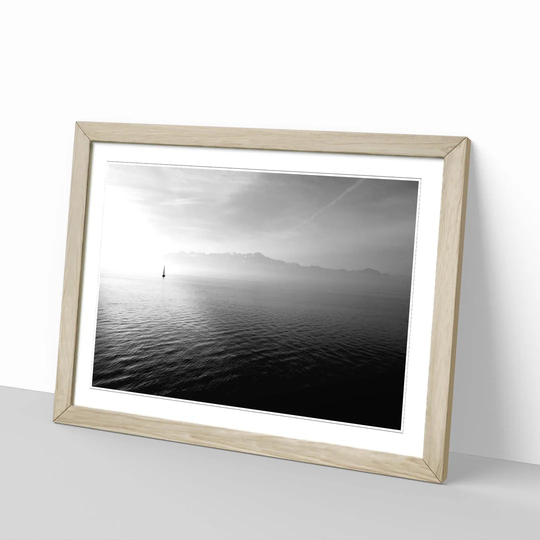 'Lonely Boat on the Lake Seascape' Framed Photographic Print
