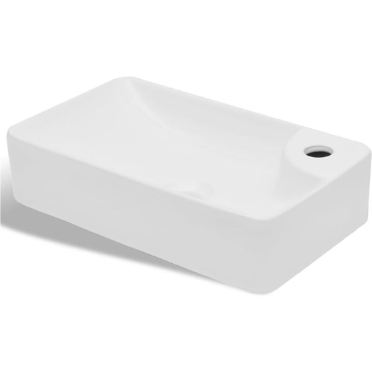 Ceramic Bathroom Sink Basin with Faucet Hole White Vidaxl White