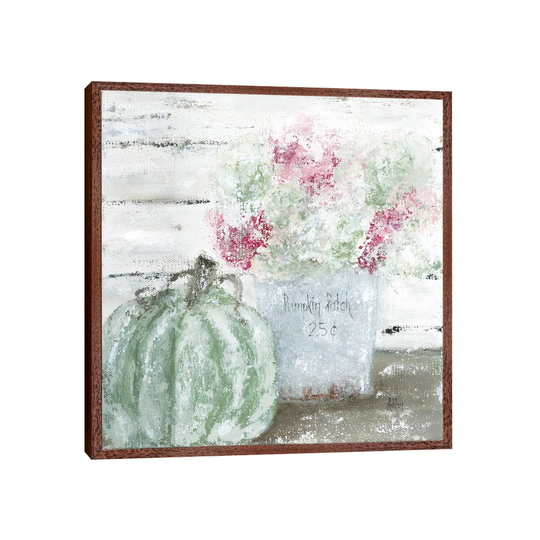 Green Pumpkin Floral by Ashley Bradley - Graphic Art Print on Canvas