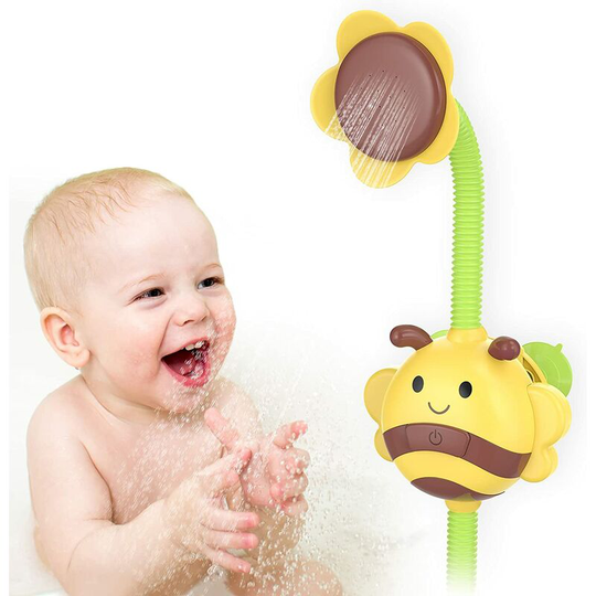 Bath Toy, Honeybee Shower Toy for Baby Toddlers, Battery Operated Water Spray Squirt Shower Faucet and Bathtub Automatic Water Pump for Infants
