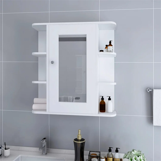 Bathroom Mirror Cabinet White 66X17x63 Cm MDF
