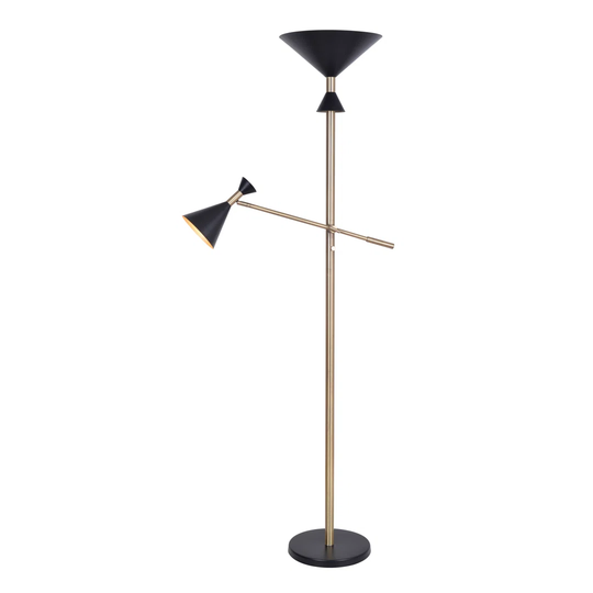Anoki 184cm Black/Antique Brass Floor Lamp