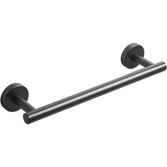 Perlerare - Matte Black Towel Rack, Stainless Steel Towel Rack Bathroom Towel Rack Organizer Towel Ring (30cm)