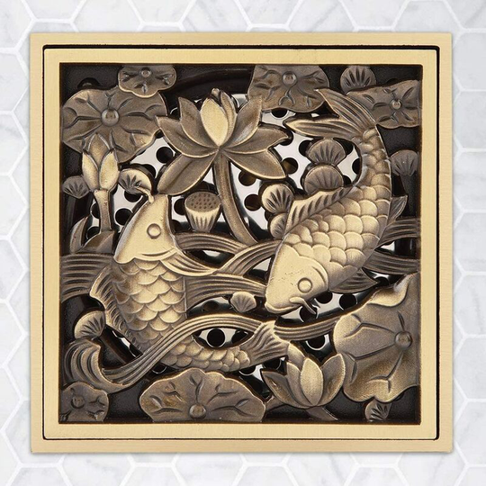 10CM Floor Drain Floor Drain Antique Brass Waste Brass Strainer Cover Grate for Home Kitchen Bathroom Toilet Laundry Outdoor Garden (# 4)