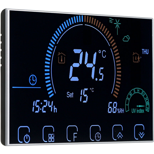 Asupermall - Smart Heating Thermostat,Weekly Programmable,Energy Saving Temperature Controller,LCD Touch Screen Digital,BHT-8000