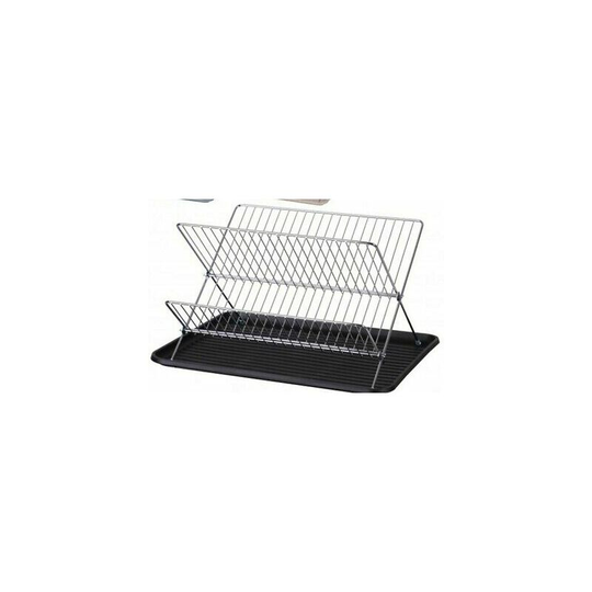 Foldable Chrome Dish Drainer Plates Holder Compact Sink Cutlery Cup Rack Drip