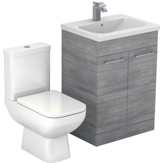 Wholesale Domestic - Turin Molina Ash 600mm 2 Door Vanity Unit and Toilet Suite - Molina Ash