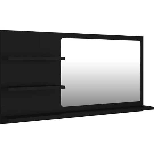 Bathroom Mirror Black 90x10.5x45 cm Engineered Wood Vidaxl Black