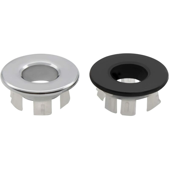2 Pieces Sink Overflow Ring, Round Hole Sink Trim, Drain Hole Replacement Parts Round Cover (Silver, Black)