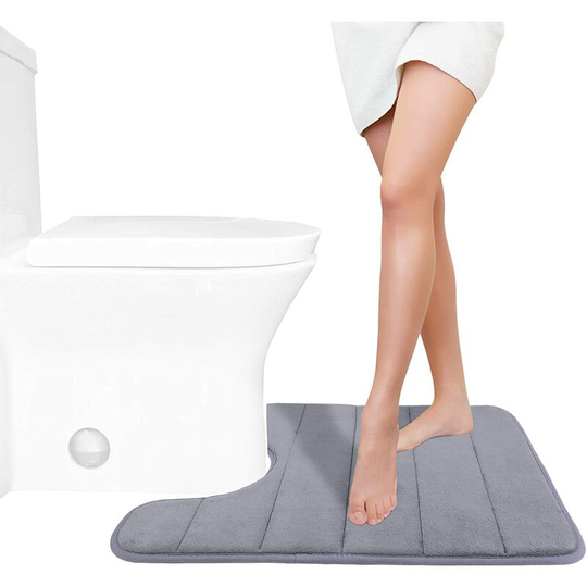 Memory Foam Toilet Bath Mat U-Shaped, Commode Contour Rug, Soft and Comfortable, Super Water Absorption, Non-Slip, Thick, Machine Wash and Easier to