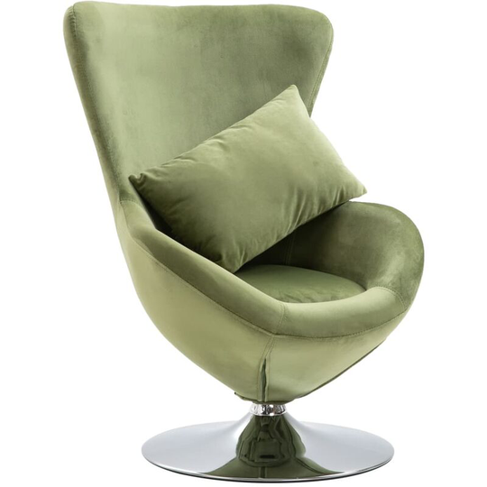 Vidaxl - Swivel Egg Chair with Cushion Light Green Velvet Green