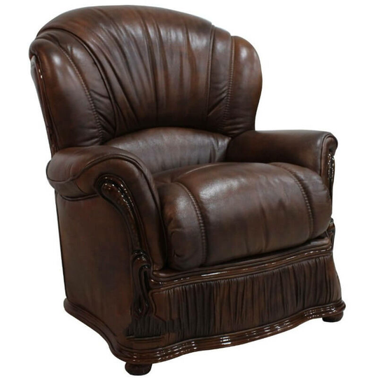 Delaware Armchair Genuine Italian Tabak Brown Leather Offer