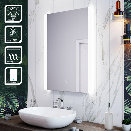 Led Illuminated Bathroom Mirror with Light 800 x 600 mm Sensor + Demister - Elegant