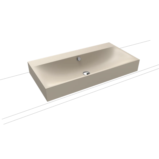 Silenio Warm Beige Steel Enamel Rectangular Countertop Bathroom Sink