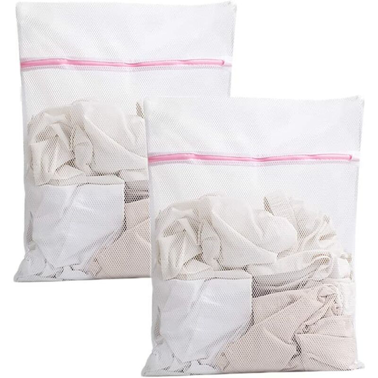 2 Pack Laundry Net for Washing Machine, Heavy Duty Laundry Bags with Zipper, Travel Washing Net (30x40cm)