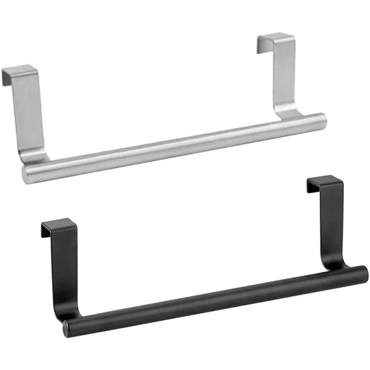 2 Pieces Towel Rack Cabinet Door Hanging Towel Rack No Drilling Towel Rack Hanging on Cupboard Stainless Steel Towel Rack Bar (Black + Primary Colors)