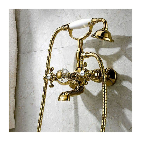 Classic Wall-Mounted Tub Faucet in Polished Chrome Gold