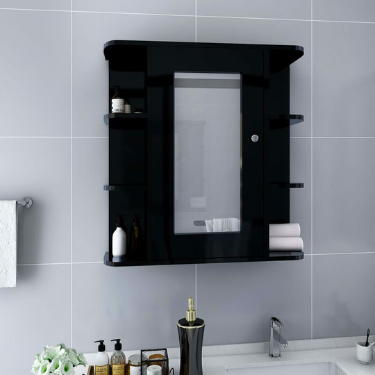 Bathroom Mirror Cabinet Black 66x17x63 cm mdf FF323602_UK - Topdeal