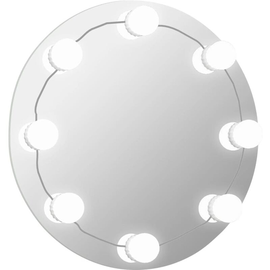 Vidaxl - Wall Frameless Mirror with led Lights Round Glass Silver