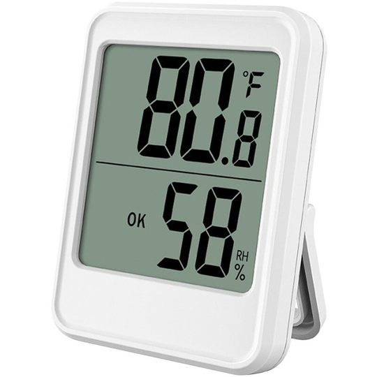 Indoor Hygrometer Thermometer Large Screen Display Backlight Desk Wall Magnetic Electronic Temperature Humidity Meters with Bracket, White&Type 1