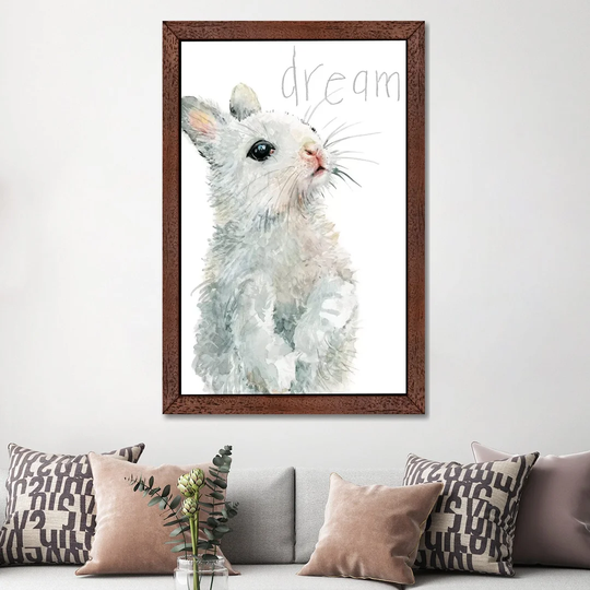 'Forest Fur Baby Bunny' by Carol Robinson - Floater Frame Painting Print on Canvas