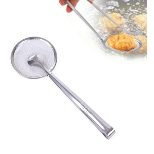 Stainless Steel Kitchen Spoon, Filter Screen Spoon, Fried Food Oil Spoon, Drain Oil Tongs, Filter