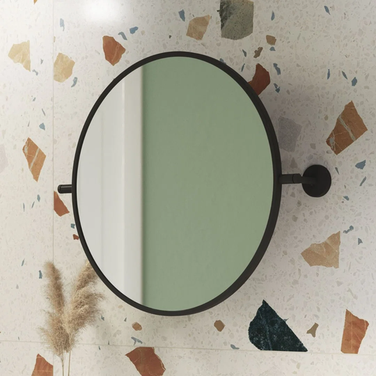 Round Metal Framed Wall Mounted Bathroom Mirror in Black