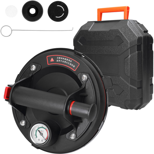 Asupermall - 200mm Diameter Vacuum Suction Cup with Pressure Gauge,75kg High Bearing Capacity Heavy Duty Vacuum Ceramic Tile Lifter,for Granite Glass