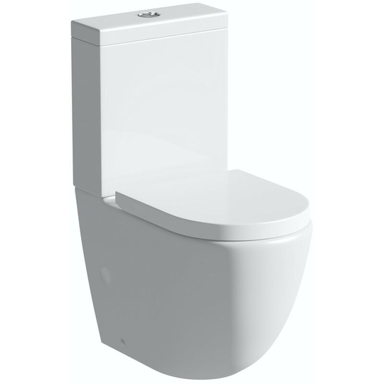 Mode Harrison rimless close coupled toilet with soft close seat - White