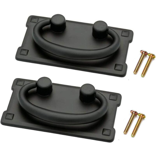 2pcs Vintage Antique Bronze Drawer Ring Pull Handles Knobs Hardware for Dresser Cabinet Door Furniture Drawers Bronze Hand Mission Hardware (Black)