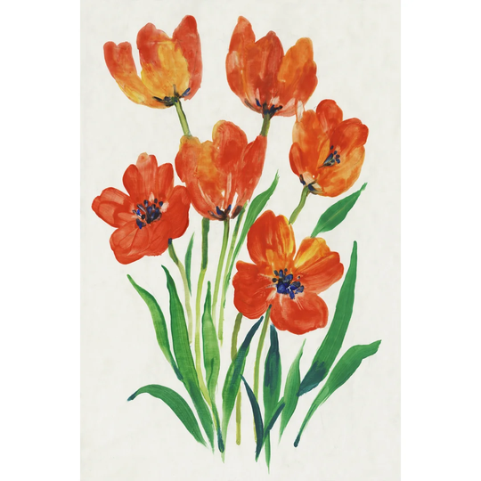 Red Tulips in Bloom II by Timothy O' Toole - Wrapped Canvas Painting