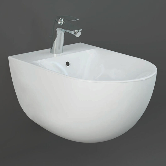 Rak Des Wall Hung Bidet with Hidden Fixing 380mm Wide - 1 Tap Hole
