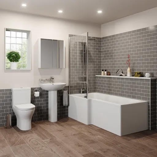 Arles Bathroom Suite with L Shape Bath & Screen - Left Hand 1500mm