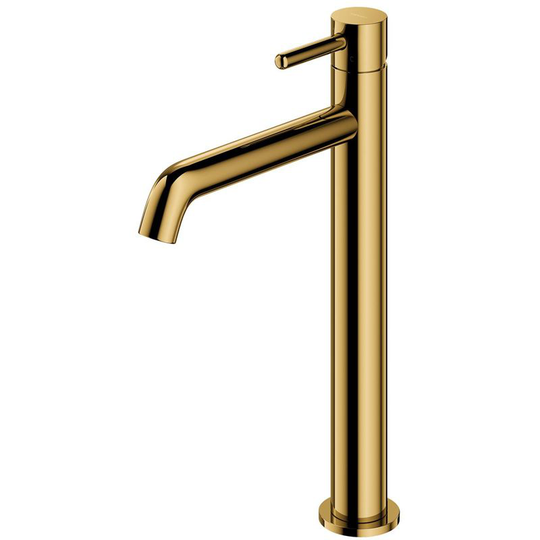 Omnires - Gold Coloured Brass Bathroom Basin Faucet Standing Tall Mixer Tap Single Lever