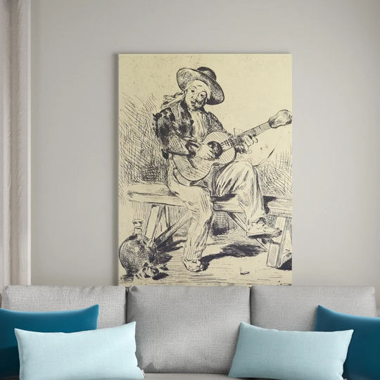 The Guitar Player' by Édouard Manet Drawing Print