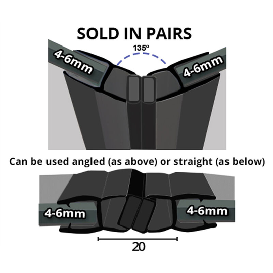 Black Magnetic Shower Seal for Screens or Doors | Fits 4, 5 or 6mm Glass | Sold as Pairs | MAG001B (200cm) - Clear