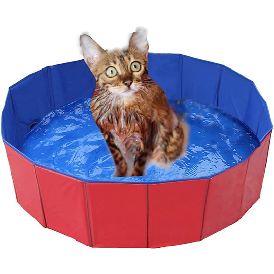 Foldable cat and dog pool, environmentally friendly pvc non-slip pool with drain valve for cats and dogs, 50 x 8 cm Dksfjkl