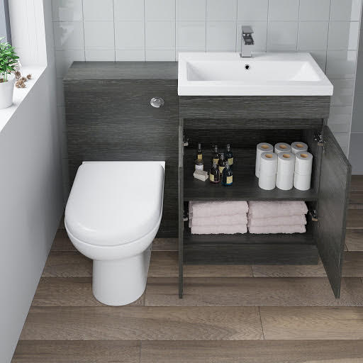 Artis Toilet & Basin Vanity Unit Combination with Doors - 1100mm Charcoal Grey