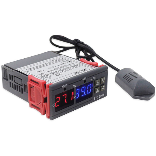 Digital Display Temperature&Humidity Controller Regulator Thermostat Hygrometer with Integrated Sensor Probe, 110-220V - 110-220V