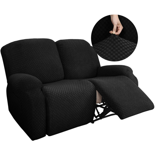 2 Seater Elastic Recliner Chair Cover Armchair Sofa Loveseat Cover Slipcover Black