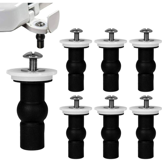 Set of 10 universal toilet seat fixings, stainless steel replacement hinges for toilet lids, contains 10 screws and 10 plugs, fits most toilet bowls