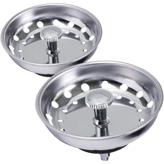 Replacement Standard Kitchen Sink Basket Drain Hose (3-1/4') with Rubber Stopper, 2-Pack, Gaogong Chrome Stainless Steel