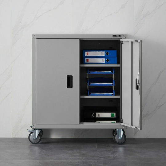 Filing Cabinet Office Cabinet Storage Cabinet with Castors Grey - grey - Arebos