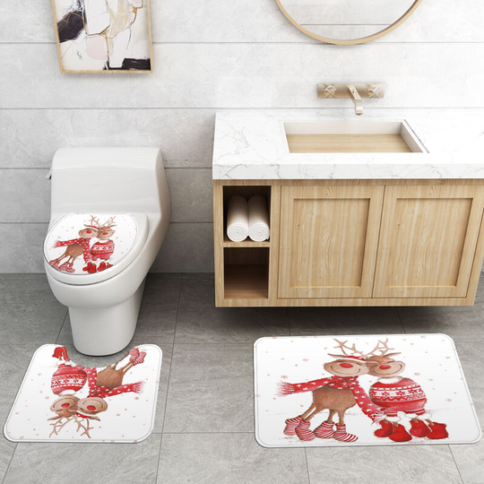 Bathroom Shower Toilet Seat Cover Anti-slip Mat Set (Mat Set B-3pcs)