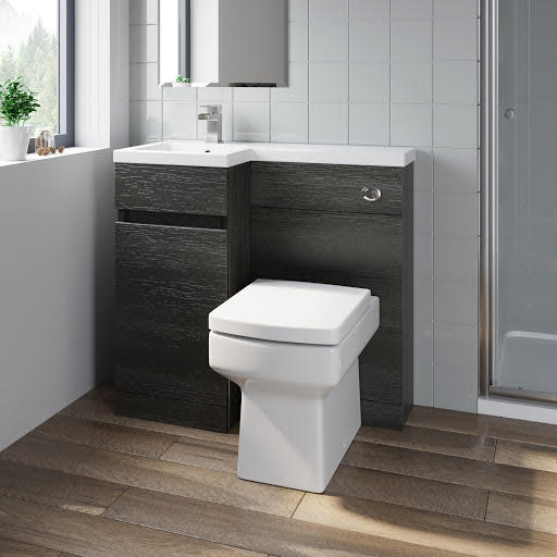 Artis Flat Pack Basin Vanity Unit & Royan Toilet Combination - 900mm Charcoal Grey Left Hand